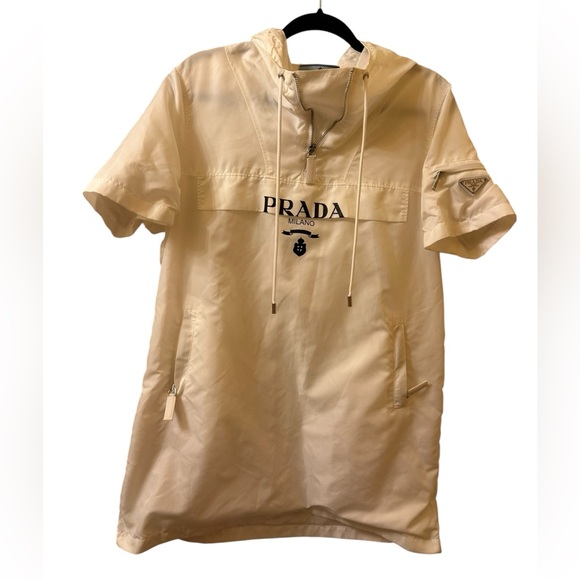 Prada Dresses & Skirts - Prada Short Sleeve Hooded Anorak in white size L